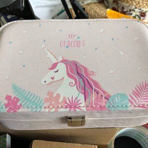 Pink Unicorn Portable Jewelry Box Organizer Ornaments Case Travel Storage